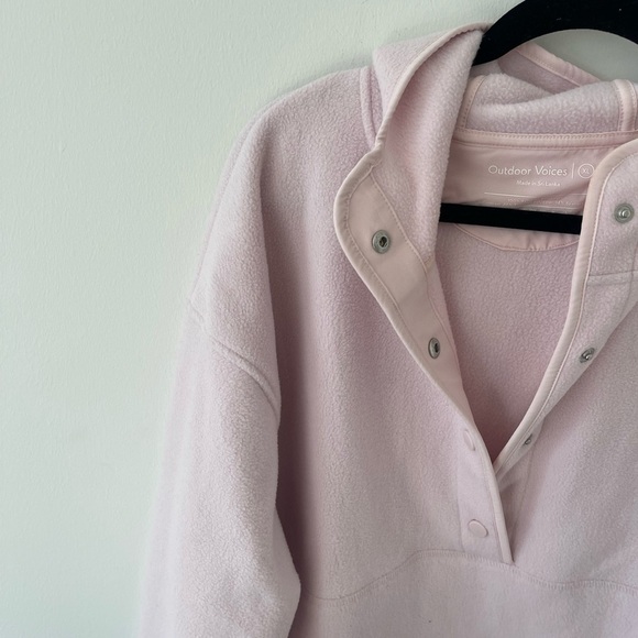 Outdoor Voices Pink Recfleece Snap Up Pullover Hoodie - Picture 3 of 5